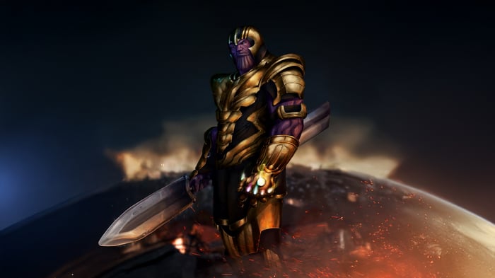 Thanos with Infinity Gauntlet and Sword