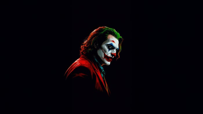 Joker with green hair and red jacket