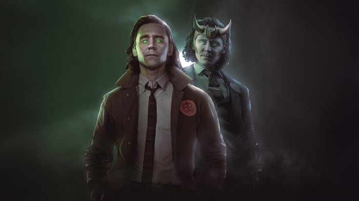 Loki Doppelganger with glowing green eyes