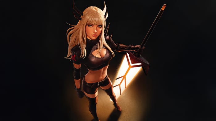 Magik from Marvel holding a sword