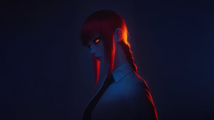 Makima from Chainsaw Man with glowing eyes
