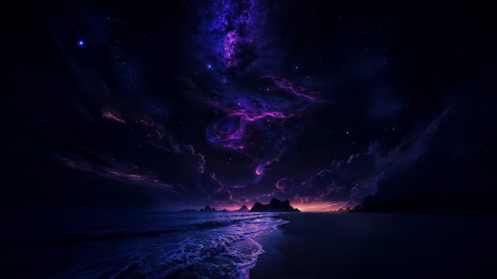 Stellar Horizon Over a Beach