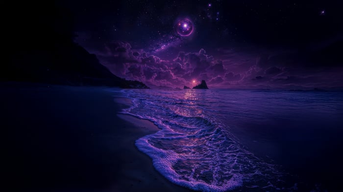 Purple Realm of the Sea at Night