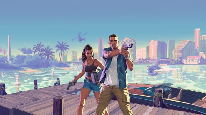 Grand Theft Auto VI characters on a dock