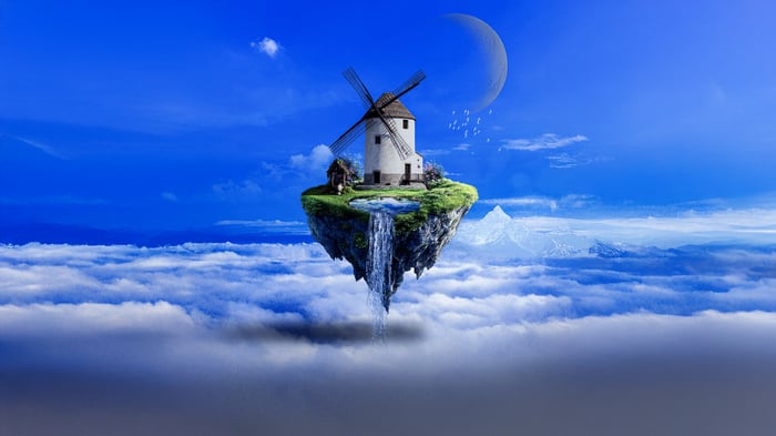 The Cloudkeeper Mill on a Floating Island