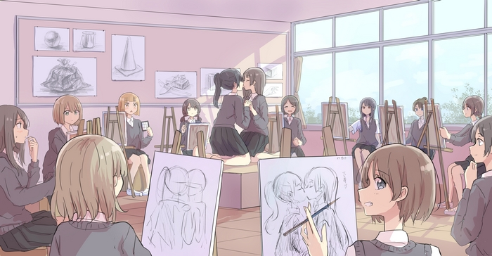 Original Anime Yuri Art in 4K