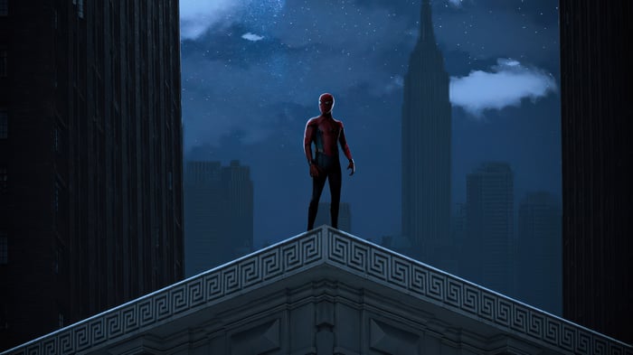 Marvel's Spider-Man standing on a building