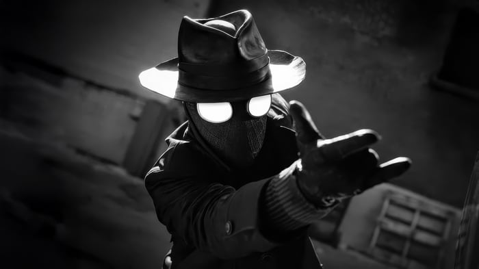 Spider-Man Noir in black and white
