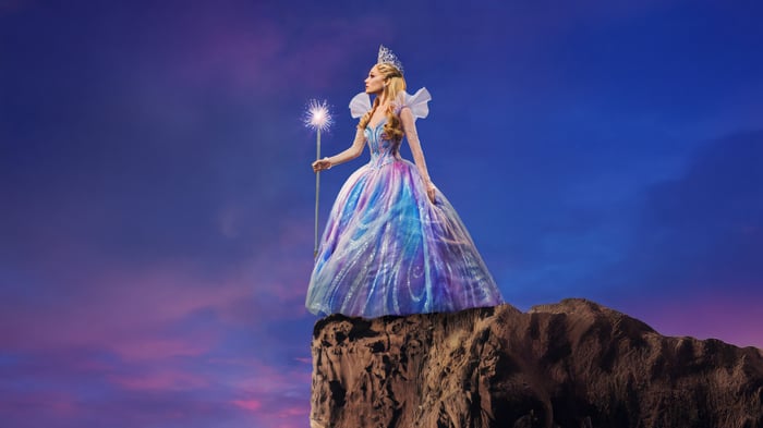 Glinda from Wicked on a cliff