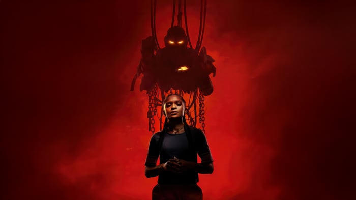 Ironheart and a menacing robot figure