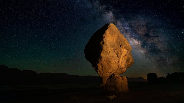 Balancing Rock Under the Milky Way in Marble Canyon