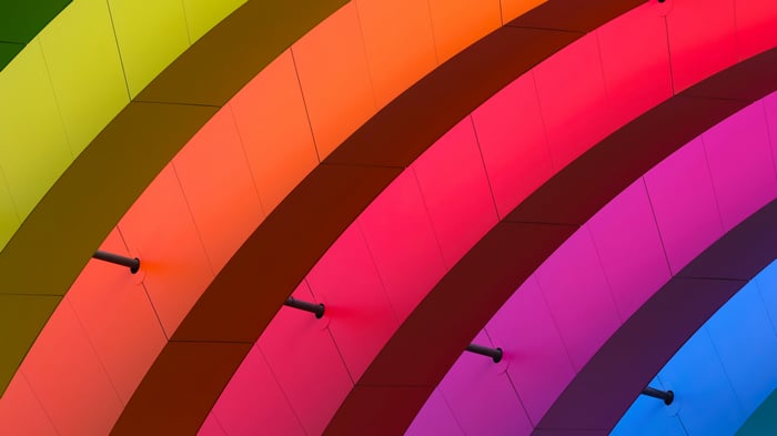 Colorful arched structure with lighting