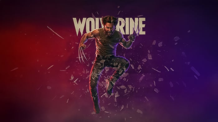 Wolverine with adamantium claws breaking through glass