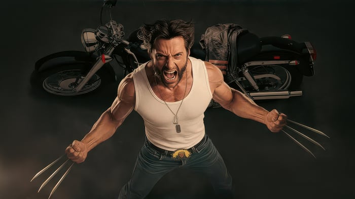 Wolverine with Claws and Motorcycle