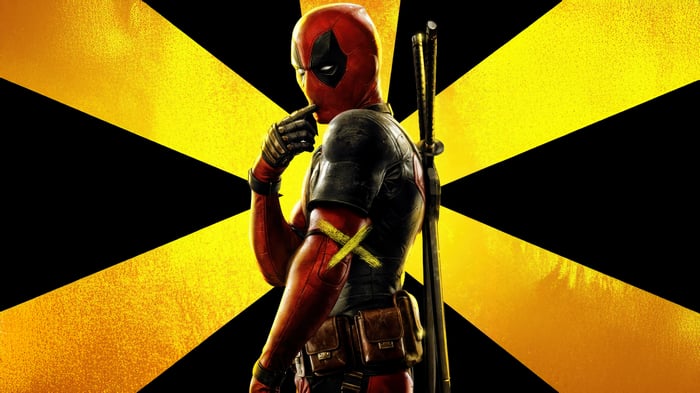 Deadpool with Yellow and Black Background