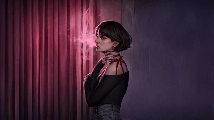 Stylized Girl In Neon Light