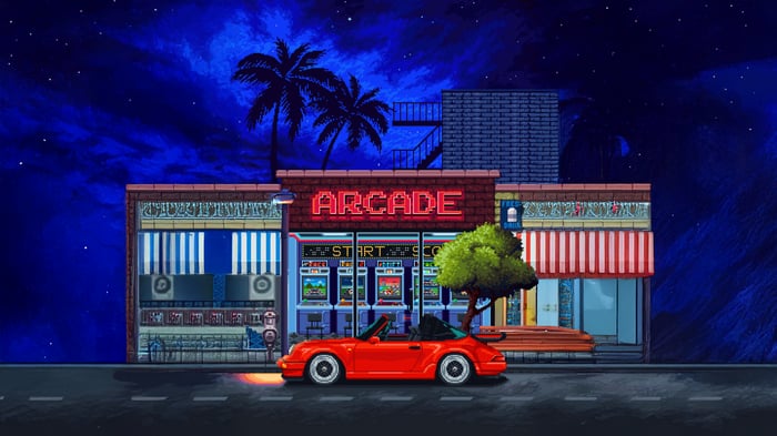 Arcade Nights with a Red Convertible