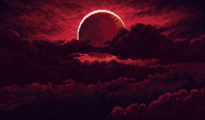 The Red Dusk Sky with Clouds