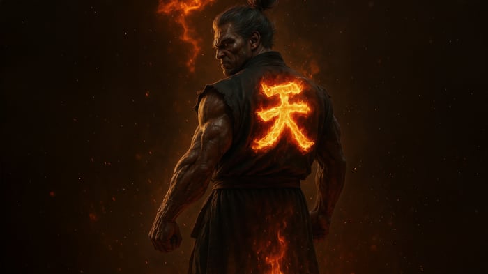 Akuma with fiery Kanji symbol