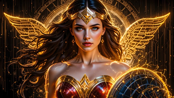 Wonder Woman with Golden Wings and Shield
