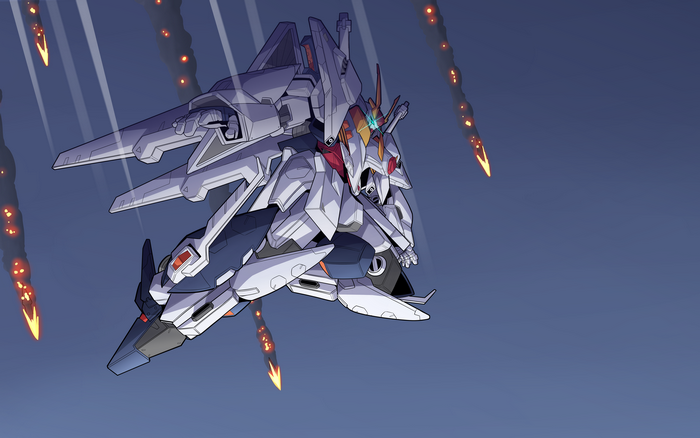 XI Gundam in battle with missiles