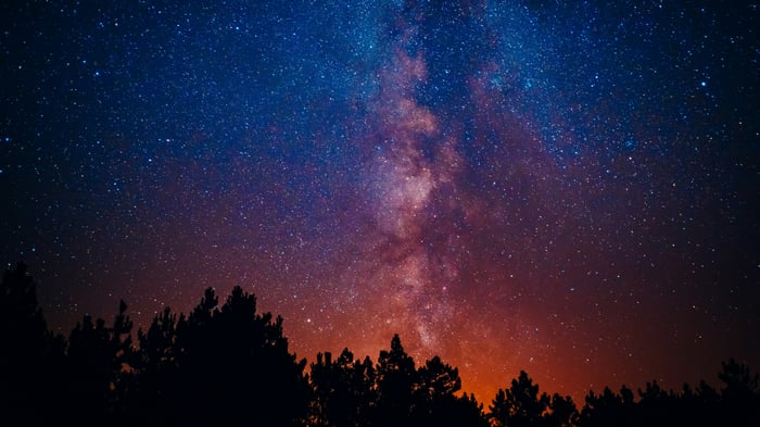 Milky Way Galaxy Over a Silhouetted Forest