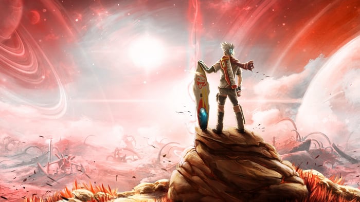Star Overdrive Character on Rocky Alien Planet