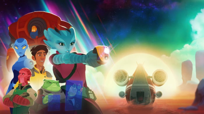 Spice Frontier Characters and Spaceship on Alien Planet
