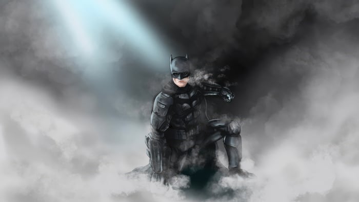 Batman in Smoke with Light Beam