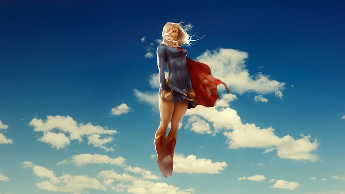 Supergirl Flying in the Sky