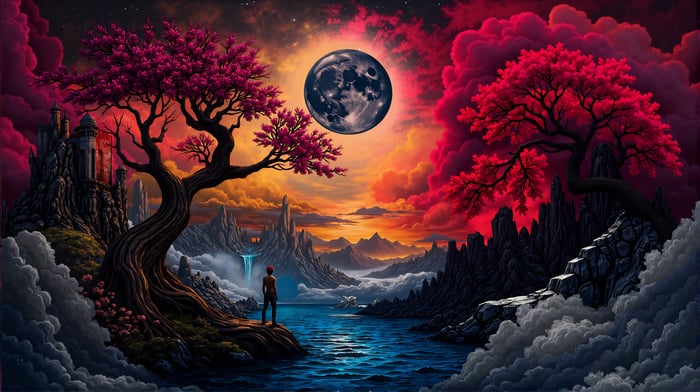 Between Realms The Watcher Beneath The Moon