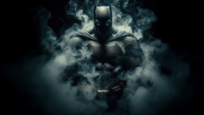 Batman surrounded by smoke