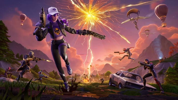 Fortnite Blitz Royale Characters in a Lightning Storm