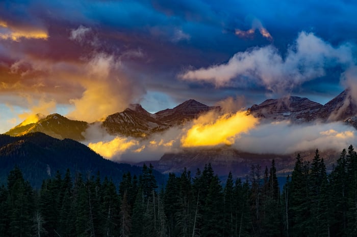 Sunrise Over Mount Timpanogos with Clouds