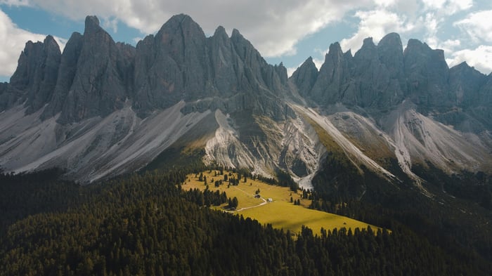 Puez Odle Nature Park mountains and meadow