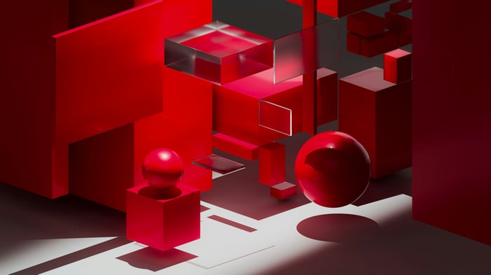 Modern Red Abstract 3D Geometric Shapes