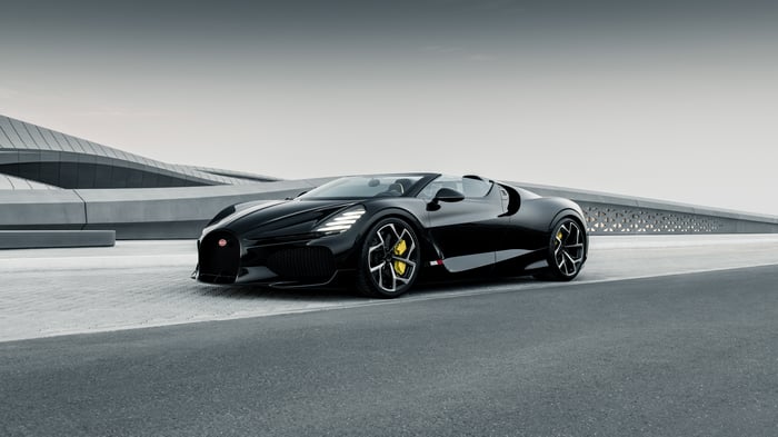 Black Bugatti Mistral W16 Convertible Car