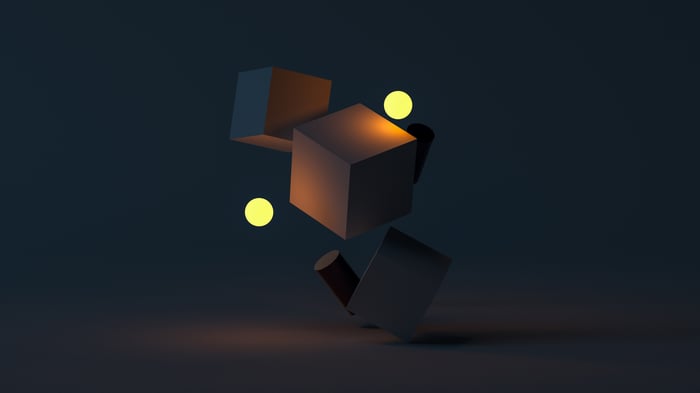 Minimalistic dark 3D abstract shapes with lighting
