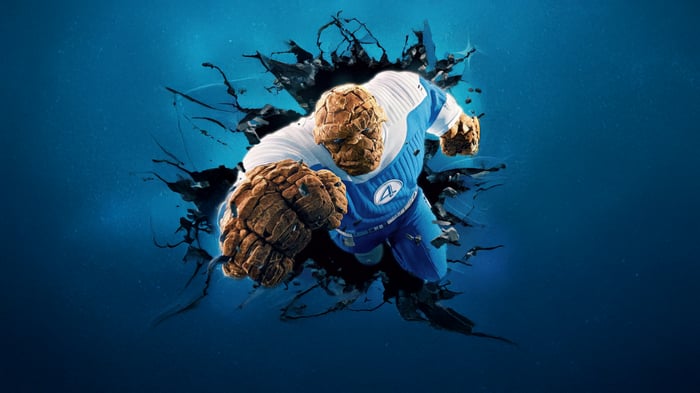 The Thing from The Fantastic Four breaks through