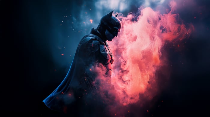 The Batman in Pink and Blue Smoke