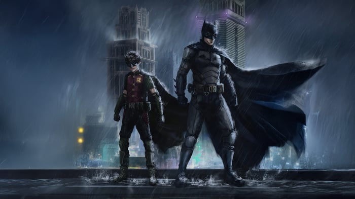 Batman And Robin In Rainy Gotham