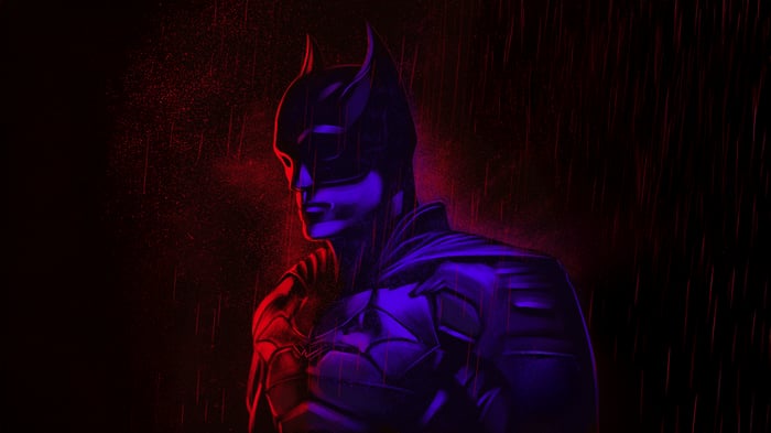 The Batman in Red and Blue Lighting