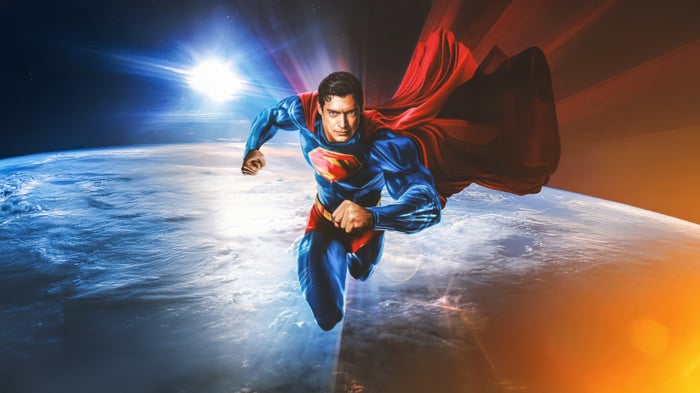 Superman Flying Over Earth