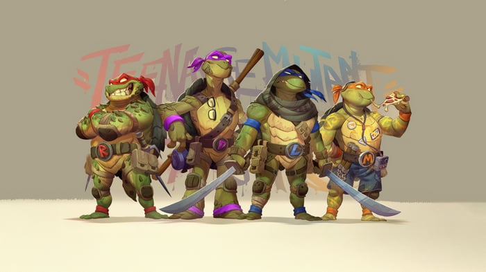 Teenage Mutant Ninja Turtles standing together
