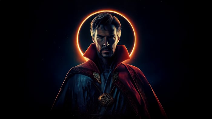 Doctor Strange with an orange halo