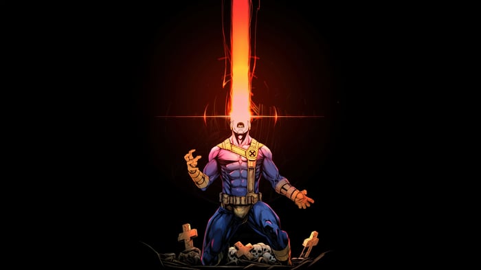 Cyclops unleashes optic blast amidst graves