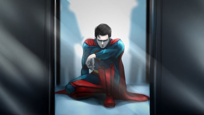 Superman trapped in a mirror cage