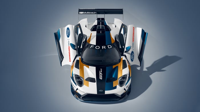 Ford GT Mk II race car with doors open