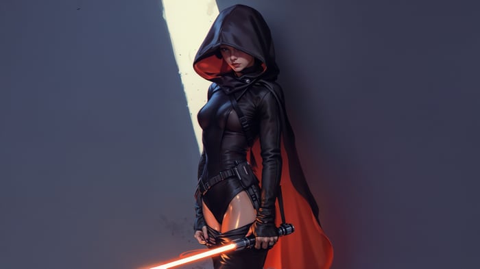 Star Wars Dark Vengeance Hooded Woman with Lightsaber