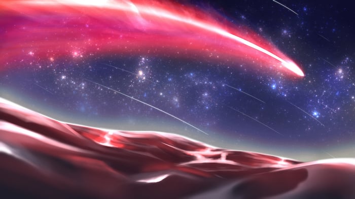 Red Planet with Cosmic Landscape and Comet